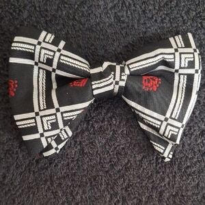 Vintage Ormond Clip On Bow Tie - Black Red Crown - 80s 90s